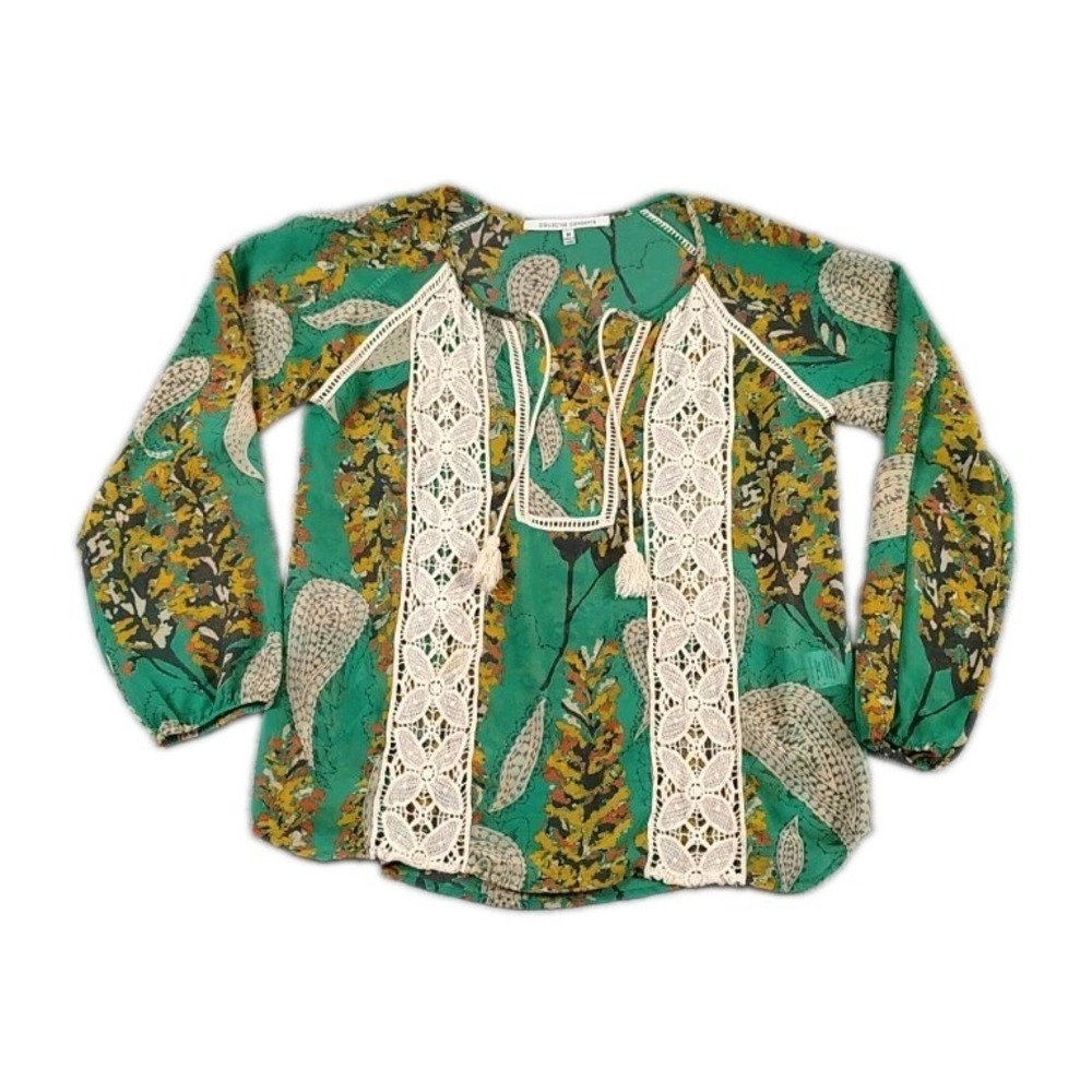 Collective Concepts Dobby Top Blouse Paisley Boho Blouse Women's M
